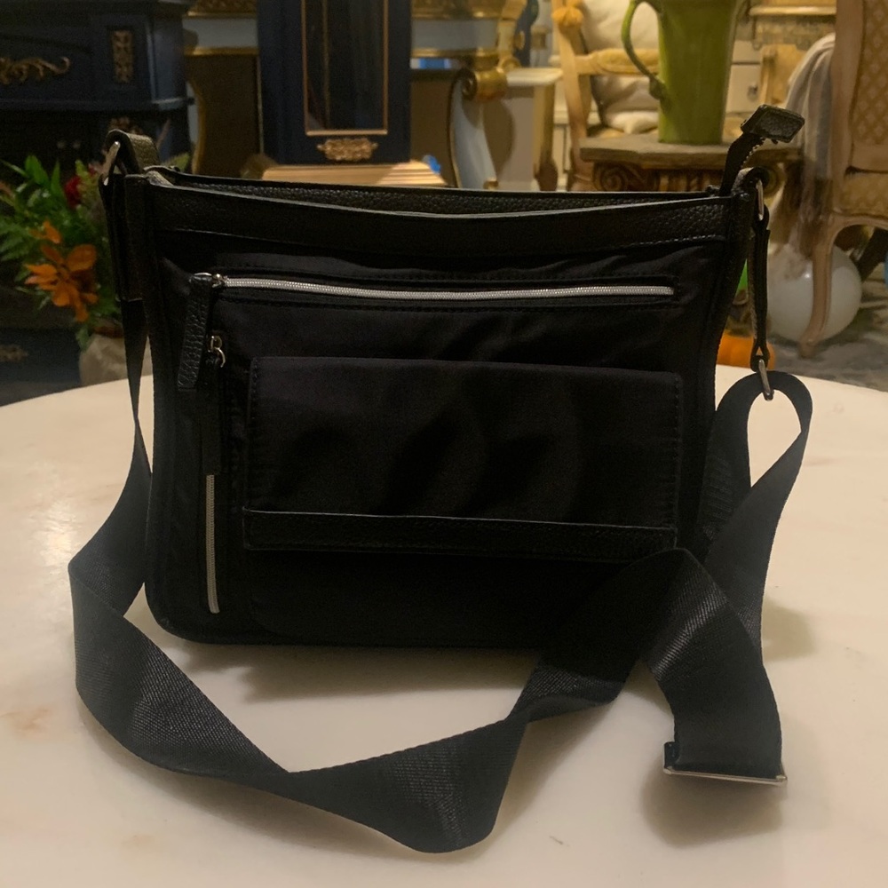 Tommy Bahama Black Nylon /Leather Crossbody Bag